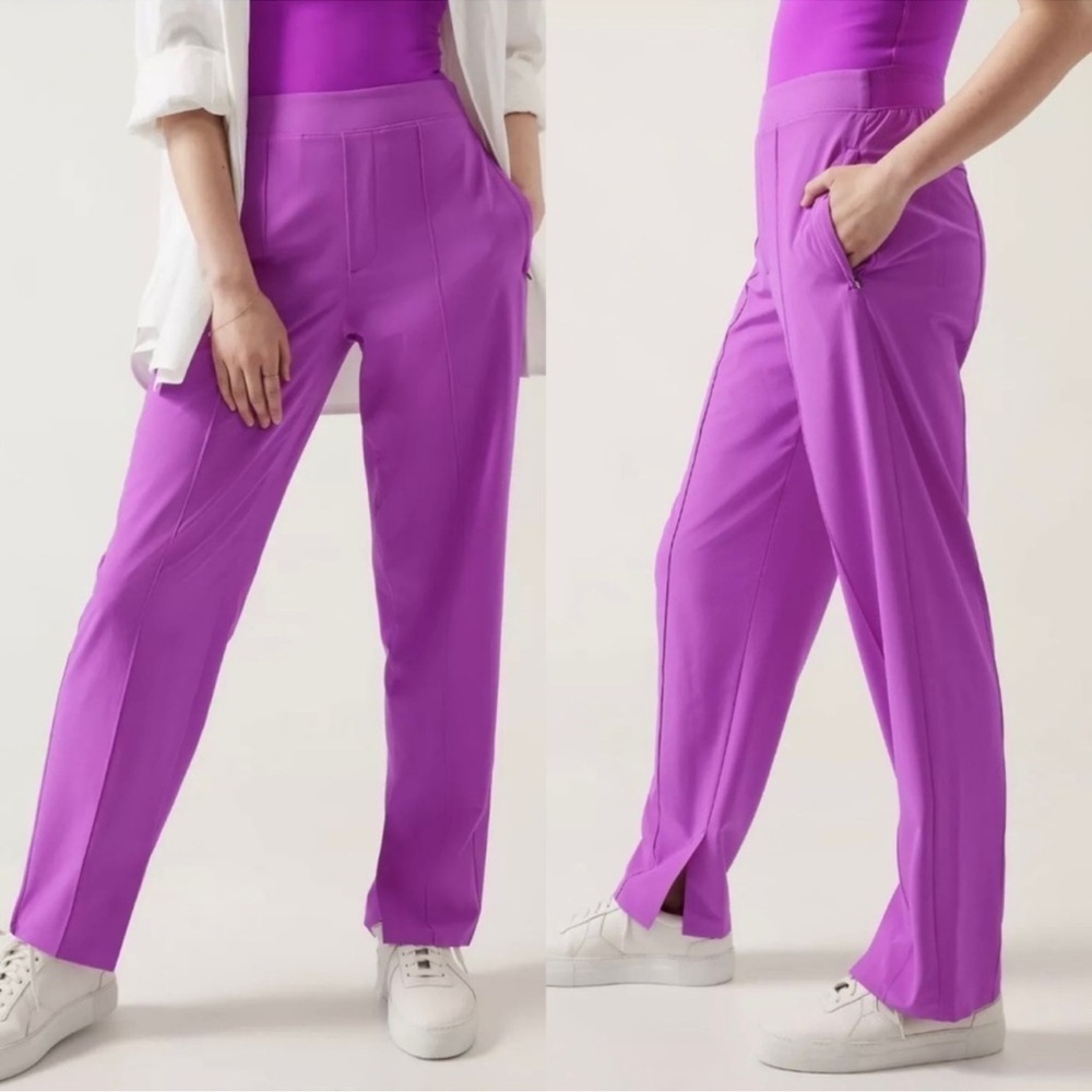 Athleta Brooklyn Vienna high rise straight featherweight purple pull on pant W27